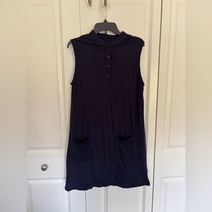 Women’s Nanavatte button navy cotton slub dress with pockets size medium